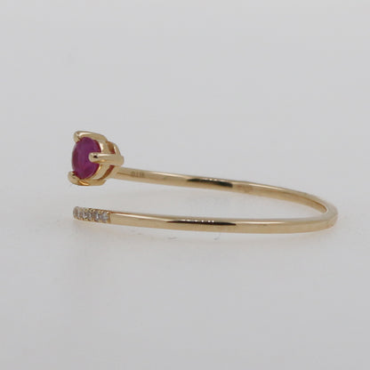 ANILLO ABIERTO RUBI Y DIAMANTES