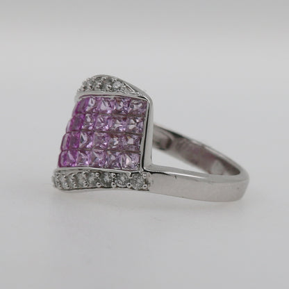 ANILLO CUADRADO ZAFIRO ROSA