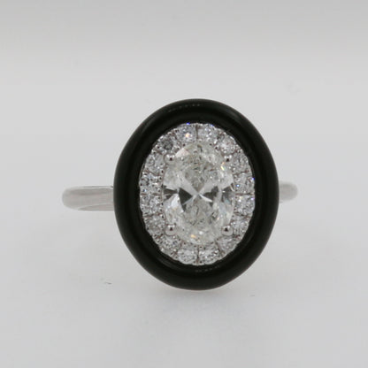 ANILLO OVAL ESMALTE NEGRO LAB GROWN