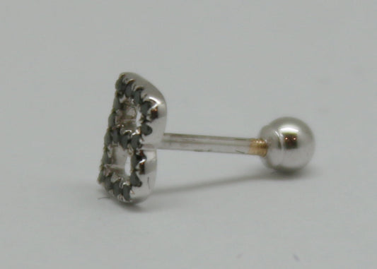 PIERCING INICAL "B"  DIAMANTES NEGROS