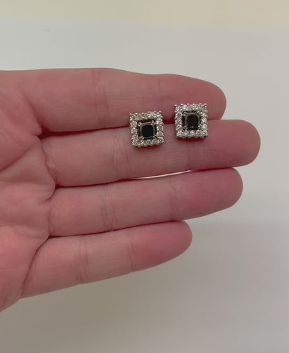 ARETES HALO DIAMANTES NEGROS