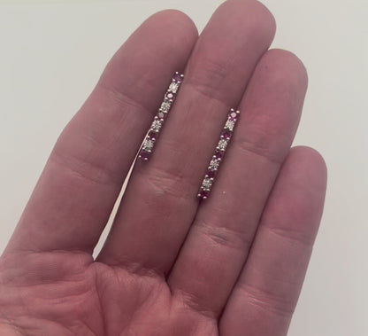 ARETES LARGOS RUBI Y DIAMANTES