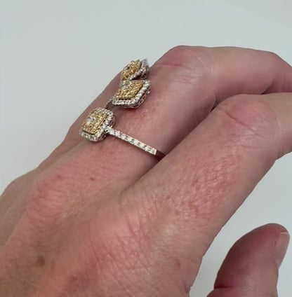ANILLO TRIPLE DIAMANTES AMARILLOS