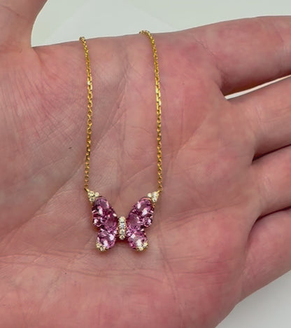 COLLAR MARIPOSA ZAFIRO ROSA