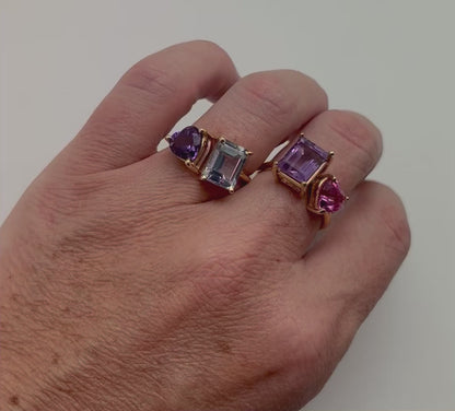 ANILLO TU Y YO AMATISTA Y ESPINELA