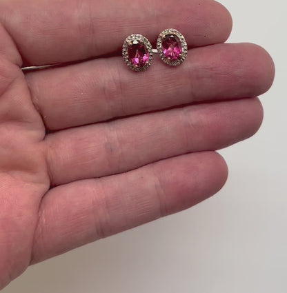 ARETES OVAL TURMALINA ROSA