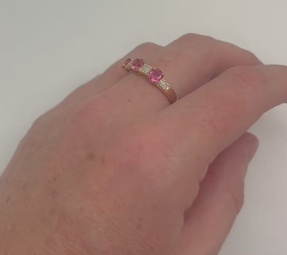 ANILLO TURMALINA ROSA Y DIAMANTES