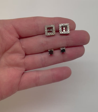 ARETES HALO DIAMANTES NEGROS