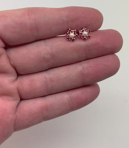 ARETES NIÑAS FLOR PERLA