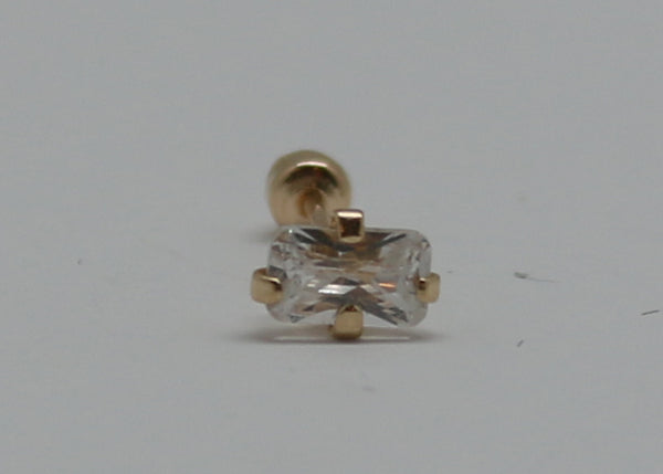 PIERCING RECTANGULO CIRCONIA ORO