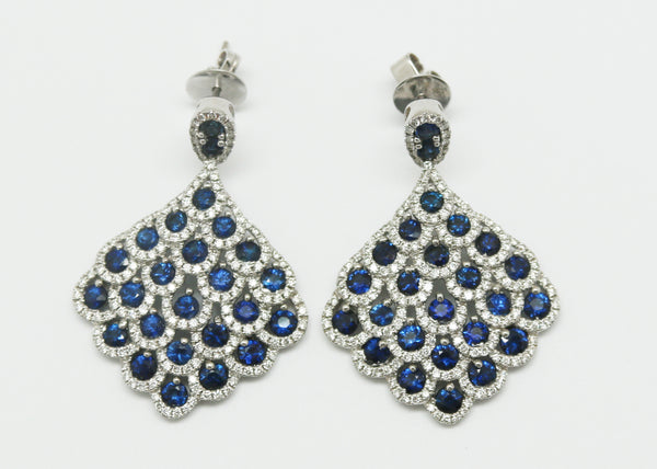 ARETES LARGOS ZAFIRO Y DIAMANTES