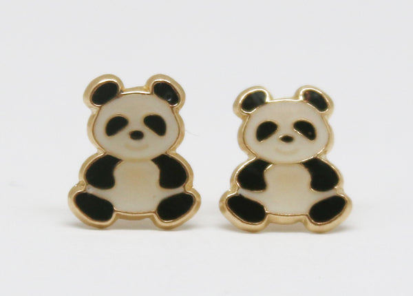 ARETES NIÑAS ESMALTE PANDA