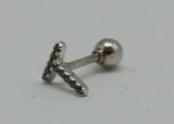 PIERCING INICAL "T"  DIAMANTES NEGROS